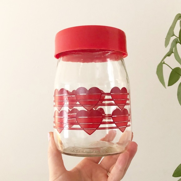 Vintage Retro Carlton Glass Heart Kitchen Canister